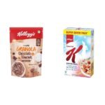 Kellogg's Crunchy Granola Chocolate &Almonds, Multigrain Flakes,450g + Original Special K, Low Fat, High in BGroup Vitamins, Source of Protein &Fibre, Naturally Cholesterol Free,900g Breakfast Cereals - Fast Shipping to USA & Canada