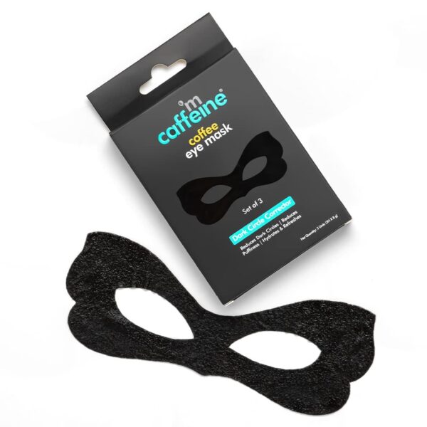 mCaffeine Coffee Eye Mask for Dark Circles Reduction with Vitamin C, Caffeine & Hyaluronic Acid | 2x Hydration & Puffiness Reduction | Cooling Concentrated Serum Eye Sheet Mask | Pack of 3 | 8g X 3 - Fast Shipping to USA & Canada