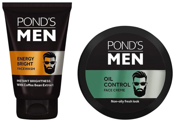 POND'S Men's Energy Bright Face Wash Coffee Beans Bright Skin, 100g & POND'S Men Oil Control Face Cr?me Non-Oily Fresh Matte Look, 55 g - Fast Shipping to USA & Canada