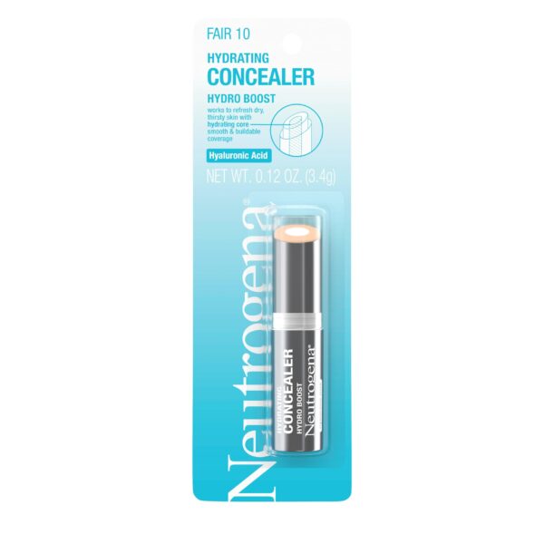 Neutrogena Hydro Boost Hydrating Natural Concealer Stick For Dry Skin, Oil-Free, Lightweight, Non-Greasy And Non-Comedogenic Cover-Up Makeup With Hyaluronic Acid, 10/Fair, 0.12 Oz - Fast Shipping to USA & Canada