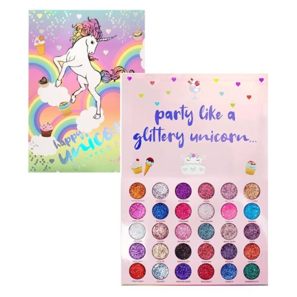 HUDA GIRL BEAUTY Professional GELANZI PARTY LIKE A GLITTERY UNICORN Glitter Shimmery Eyeshadow Palette (Multicolor) - Fast Shipping to USA & Canada