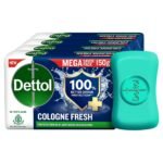 Dettol Cologne Fresh Bathing Soap Bar with 100% better odour protection- 150g Pack of 4, (600gm) - Fast Shipping to USA & Canada