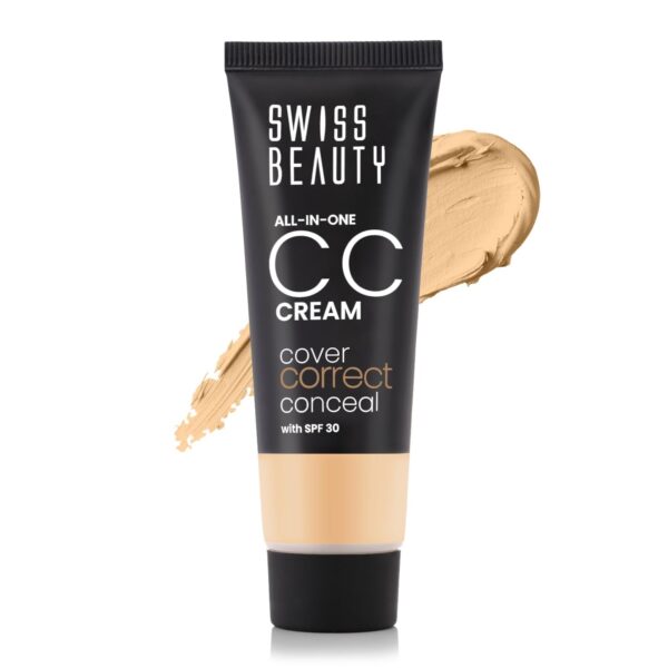 Swiss Beauty All-In-One Lightweight CC Cream with SPF 30 | Cover, Correct and Conceal | For Natural, Medium coverage | Shade- 03 Fair Natural, 25g | - Fast Shipping to USA & Canada