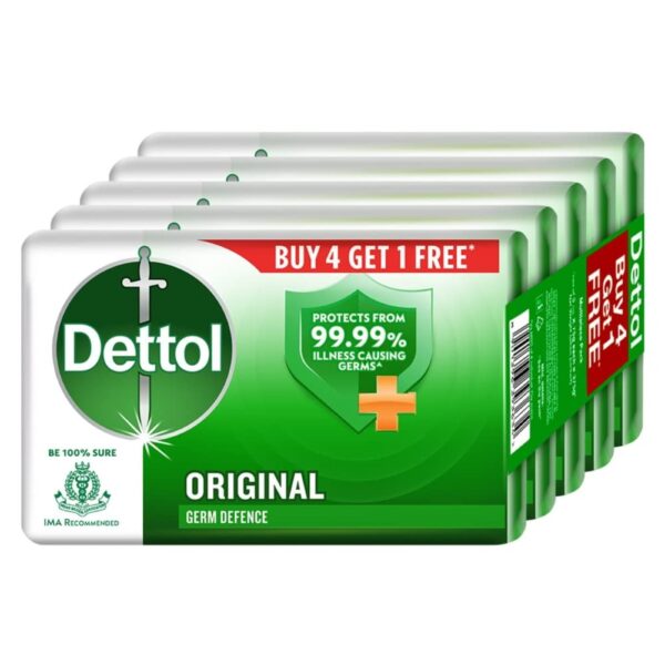 Dettol Original Germ Protection Bathing Soap Bar (Buy 4 Get 1 Free - 75G Each), Combo Offer On Bath Soap - Fast Shipping to USA & Canada