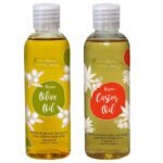 Aroma Magic Organic & Natural Combo | Castor oil- 100ml + Olive Oil- 100 ml | Pack Of 2 - Fast Shipping to USA & Canada