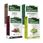 INDUS VALLEY Organic Amla Powder Indian Gooseberry, Shikakai Powder Acacia concinna, Reetha Powder Sapindus mukorossi and Bhringraj Powder Eclipta alba for, Hair and Skin Care (100x4 = 400g) - Green - Fast Shipping to USA & Canada