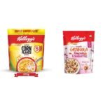 Kellogg's Combo, Kellogg's Corn Flakes Original, Breakfast Cereal, 875gms Pack and Kellogg's Crunchy Granola Almonds and Cranberries 460g - Fast Shipping to USA & Canada