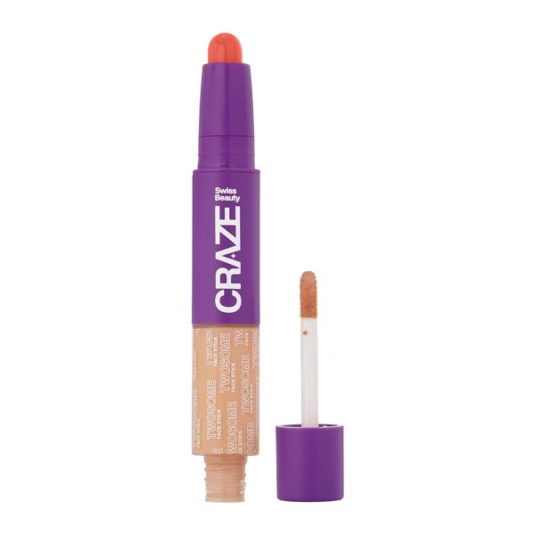 Swiss Beauty CRAZE Twosome Lightweight Face Stick | 2-in 1 Liquid Concealer and Creamy Blush | Shade- 4- Deep Pink, 9.4gm | - Fast Shipping to USA & Canada