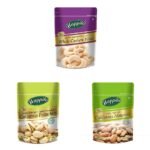 Happilo 100% Natural Premium Whole Cashews, 200g & Premium Californian Roasted and Salted Pistachios, 200g & 100% Natural Premium Californian Almonds, 200g - Fast Shipping to USA & Canada