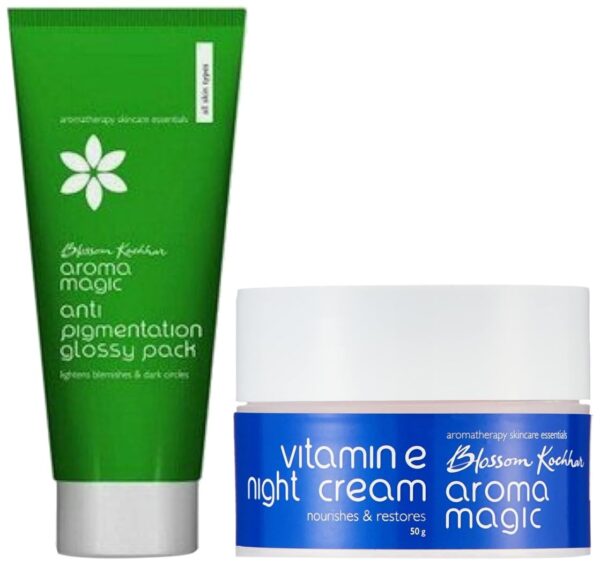 Aroma Magic Vitamin E Night Cream, 50g and Aroma Magic Anti Pigmentation Glossy Pack,100g - Fast Shipping to USA & Canada