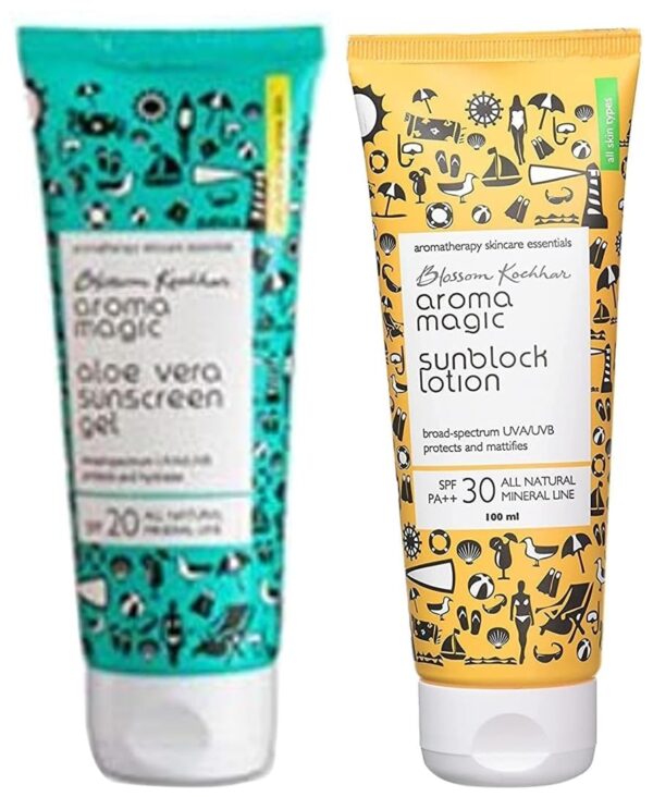 Aroma Magic Sunscreen Sun Block Lotion, Spf 30, 100Ml And Aloe Vera Sun Screen Gel, 100Ml|For All Skin Types - Fast Shipping to USA & Canada