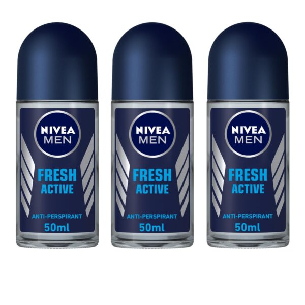 Nivea Fresh Active Deodorant Roll On for Men, 50ml, (Pack of 3) - Fast Shipping to USA & Canada
