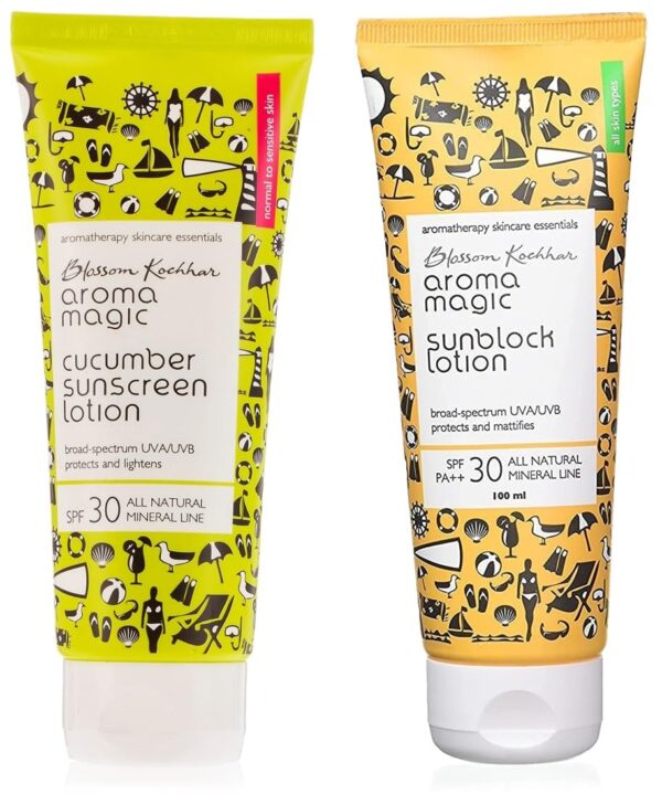 Aroma Magic Sunscreen For All Skin Type Sun Block Lotion, Spf 30, 100Ml And Aroma Magic Cucumber Sun Screen Lotion, Spf 30, 100Ml - Fast Shipping to USA & Canada