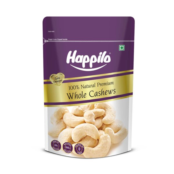Happilo 100% Natural Premium 200g Whole Cashews | Whole Crunchy Cashew | Premium Kaju nuts | Nutritious & Delicious | Gluten Free | Source of Minerals & Vitamins - Fast Shipping to USA & Canada