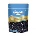 Happilo Premium Afghani Black Raisins with Seeds 250g, Rich in Fiber, Antioxidants, Gluten Free, Zero Cholesterol - Fast Shipping to USA & Canada