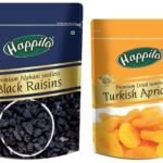 Happilo Dried Premium Turkish Apricots, 200Gm & Premium Afghani Seedless Black Raisins, 250 Gm - Fast Shipping to USA & Canada