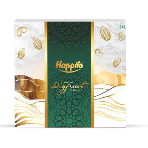 Happilo Dry Fruit Celebration Gift Box Gold Finch 405g, Ideal for Festive Gifting, Almonds, Cashews, Pistachios, Green Raisins - Fast Shipping to USA & Canada