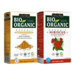 INDUS VALLEY Bio Organic Natural And Pure Fenugreek Powder (Methi powder) with Hibiscus Powder | Hibiscus rosa-sinensis for Skin Care & Hair Care (100g*2=200g) - Fast Shipping to USA & Canada