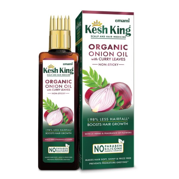 Kesh King Organic Onion Oil with Curry Leaves | Hair Fall Control Oil | Hair Oil for Hair Growth | Hair Oil Applicator for Scalp | Reduces Hair Fall Up to 98% | 200ml - Fast Shipping to USA & Canada