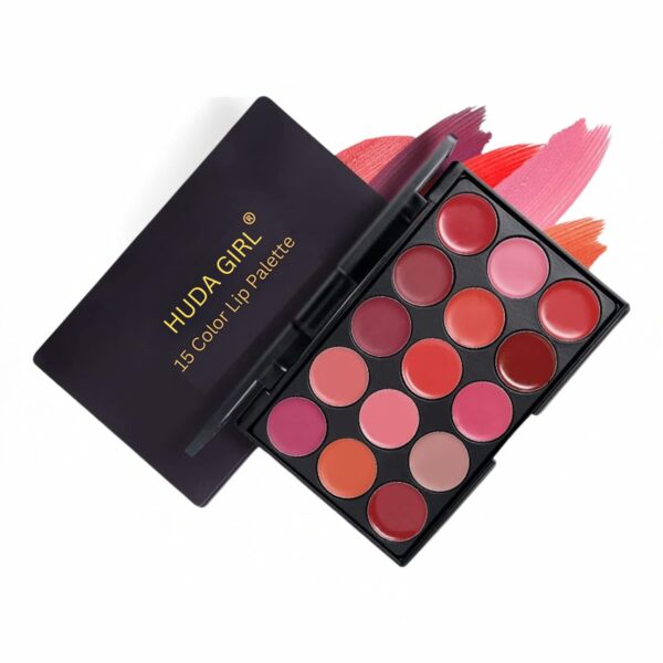 Huda Girl 15 CLR Lip Palette - Pink, Red, Nude & Brown Shades- Waterproof Lipstick Pallete - Smooth Finish MATTE LIPSTICK WOMEN AND GIRLS Travel Friendly Lipstick - Fast Shipping to USA & Canada