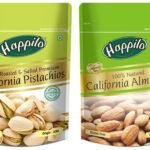 Happilo Premium Californian Roasted and Salted Pistachios, 200g (Pack of 1) and Happilo 100% Natural Premium Californian Almonds, 200g - Fast Shipping to USA & Canada