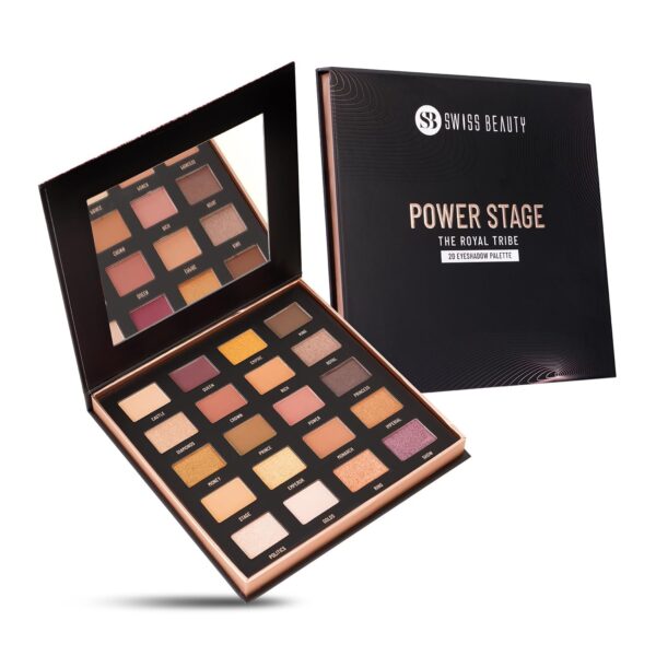 Swiss Beauty Power Stage Eyeshadow Palette with 20 pigmented shades | Blend of Matte and shimmers eye makeup palette | Shade- Royal Tribe, 25g - Fast Shipping to USA & Canada