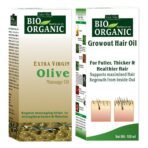INDUS VALLEY 100% Organic Olive Oil Massage Oil & Growout Hair Oil (100ml+100ml= 200ml) - Fast Shipping to USA & Canada