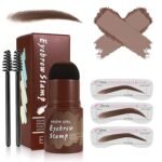 HUDA GIRL Professional Eyebrow Filler and Shaper Kit for Women and Men - Eyebrow Stamp, 2Pcs Eyebrow Brush, 3Pcs Stencils (Dark Brown) - Fast Shipping to USA & Canada