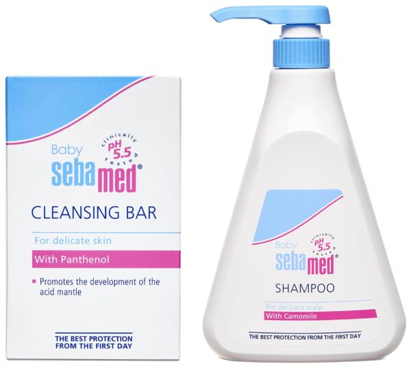 Sebamed Baby Cleansing Bar (150g) & Childrens' Shampoo, 500ml Combo - Fast Shipping to USA & Canada