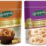 Happilo 100% Natural Premium Whole Cashews, 200g & Deluxe 100% Natural Kashmiri Walnut Kernels, 200g Combo - Fast Shipping to USA & Canada
