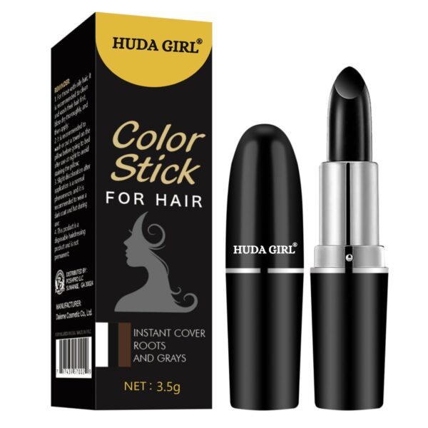 HUDA GIRL Natural Hair Color Root Touch Up For Grey Hair, Non-Toxic White Hair Coverage Touch Up Hair Dye Pencil For Men & Women (Black, 1 count) - Fast Shipping to USA & Canada