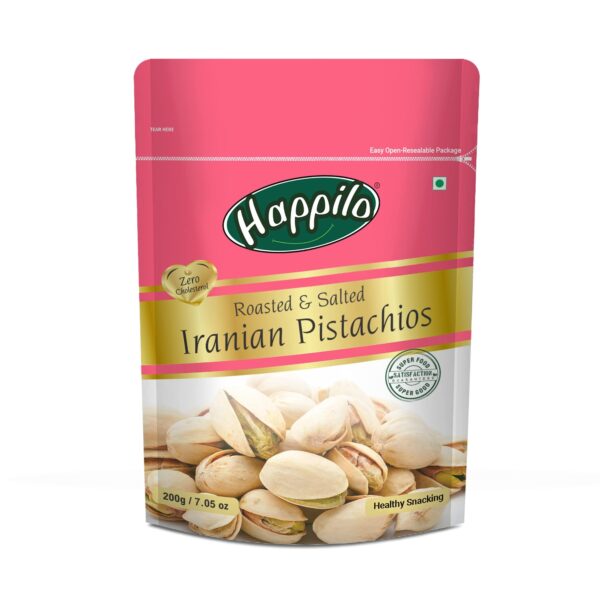 Happilo Premium Iranian Roasted and Salted Pistachios, 200g - Fast Shipping to USA & Canada