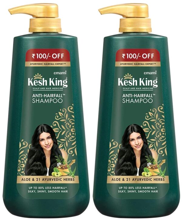 Kesh King Ayurvedic Anti Hairfall Shampoo| Reduces hairfall | 21 Natural Ingredients |No Paraben & No Silicon | With the goodness of Aloe Vera, Bhringraja and Amla for Silky, Shiney - 600 ml - Fast Shipping to USA & Canada