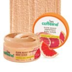 mCaffeine Glow Boost Grapefruit Body Scrub | Tan Removal | AHA- Lactic & Glycolic Acid, Niacinamide | Vitamin C Rich Grapefruit for Glowing, Soft & Smooth Skin | Remove Dry, Dead Skin | Fruity Grapferuit Aroma - 175g - Fast Shipping to USA & Canada