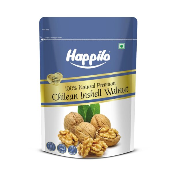 Happilo Premium International Chilean Inshell Walnuts, Fresh and Natural Dry Fruit for Snacking & Baking, 500 g - Fast Shipping to USA & Canada