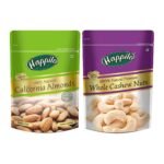 Happilo Premium Nuts Combo 400g (Premium Whole Cashews 200g & Californian Almonds 200g) - Fast Shipping to USA & Canada