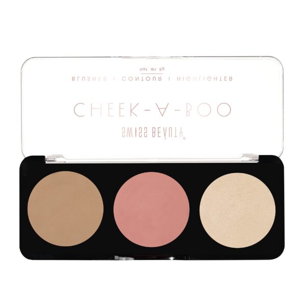 Swiss Beauty Cheek- A- Boo Face Palette With Blusher, Contour And Highlighter | Highly Pigmented And Easy To Blend Shades | Shade - 01, 8Gm| - Fast Shipping to USA & Canada