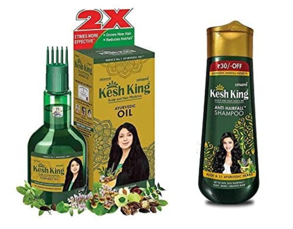 Kesh King Ayurvedic Scalp and Hair Oil, 100ml & Anti Hairfall Shampoo, 200ml Combo - Fast Shipping to USA & Canada