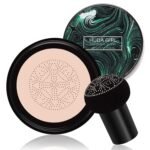 HUDA GIRL BEAUTY 2in1 Korean Foundation & CC Cream with Mushroom Head Brush Sponge- Waterproof, Long-Lasting, Full Coverage, Moisturizing Natural Finish - For Oily & Dry Skin Face Makeup - Fast Shipping to USA & Canada