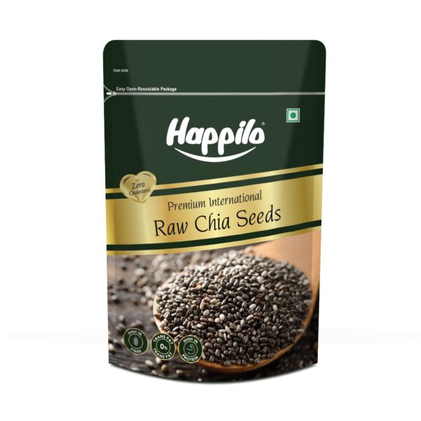 Happilo Raw Chia Seeds Unroasted For Eating With Omega 3 and Fiber For Weight control Management - 250 Gram | Healthy Snacks | Best Diet food | Seeds For Eating During Summer - Fast Shipping to USA & Canada