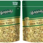 Happilo Premium Seedless Fresh Green Raisins Kishmish Nutritious Rich In Iron Value Pack 500Gram(Pack Of 2) - Fast Shipping to USA & Canada