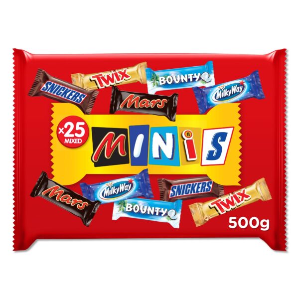 Mars Minis Assorted Chocolate Bar Pouch, 500 Gram, Orange & White - Fast Shipping to USA & Canada