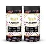 Happilo Premium Black Dry Dates Jar 400g (Pack of 2), Rich in Iron, Antixidants, Fiber and Vitamin, Chewy Texture, Natural Sweetness, No added Preservatives - Fast Shipping to USA & Canada