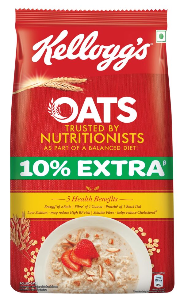 Kellogg's Oats, Rolled Oats, High in Protein and Fibre, Low in Sodium, 900gram/990gram Pack - Fast Shipping to USA & Canada