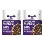Happilo Premium Chocolate Muesli 450g (Pack of 2), 60% Nuts, Seeds and Multigrain, 11 in 1 Power Breakfast, High in Fiber, Protein - Fast Shipping to USA & Canada