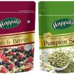 Happilo Premium Roasted Pumpkin Seeds for Eating 200g, Lightly Salted for Healthy Diet, Immunity Booster and Fiber Rich Superfood & Premium International Whole Seeds & Berries Pouch, 200 g - Fast Shipping to USA & Canada