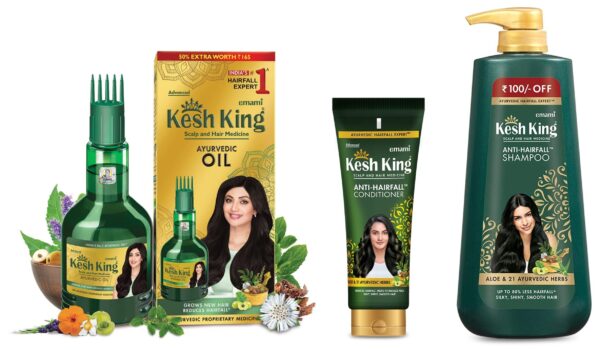 Kesh King Ayurvedic Anti Hairfall Hair oil, 300ml with Kesh King Anti Hair fall Shampoo, 600 ML with Kesh King Hair Conditioner 200 ML - Fast Shipping to USA & Canada