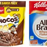 Kellogg's Chocos, with Protein & Fibre of 1 Roti* in each bowl**, High in Calcium & Protein, with 10 Essential Vitamins & Minerals, Breakfast Cereals, 1.2 kg Pack & All Bran Wheat Flakes, 440g - Fast Shipping to USA & Canada