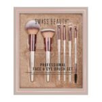 Swiss Beauty Professional Face & Eye Brush Set of 6 with Synthetic Fibres and Easy Blending For Cream, Liquid & Powder Formulation - Fast Shipping to USA & Canada
