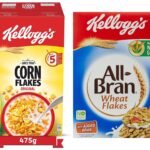 Kellogg's Corn Flakes Original, High in Iron, High in B Group Vitamins, Breakfast Cereals, 475g Pack & All Bran Wheat Flakes, 440g - Fast Shipping to USA & Canada